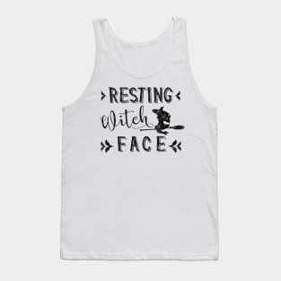 Resting Witch Face with Cobweb Print Tank Top